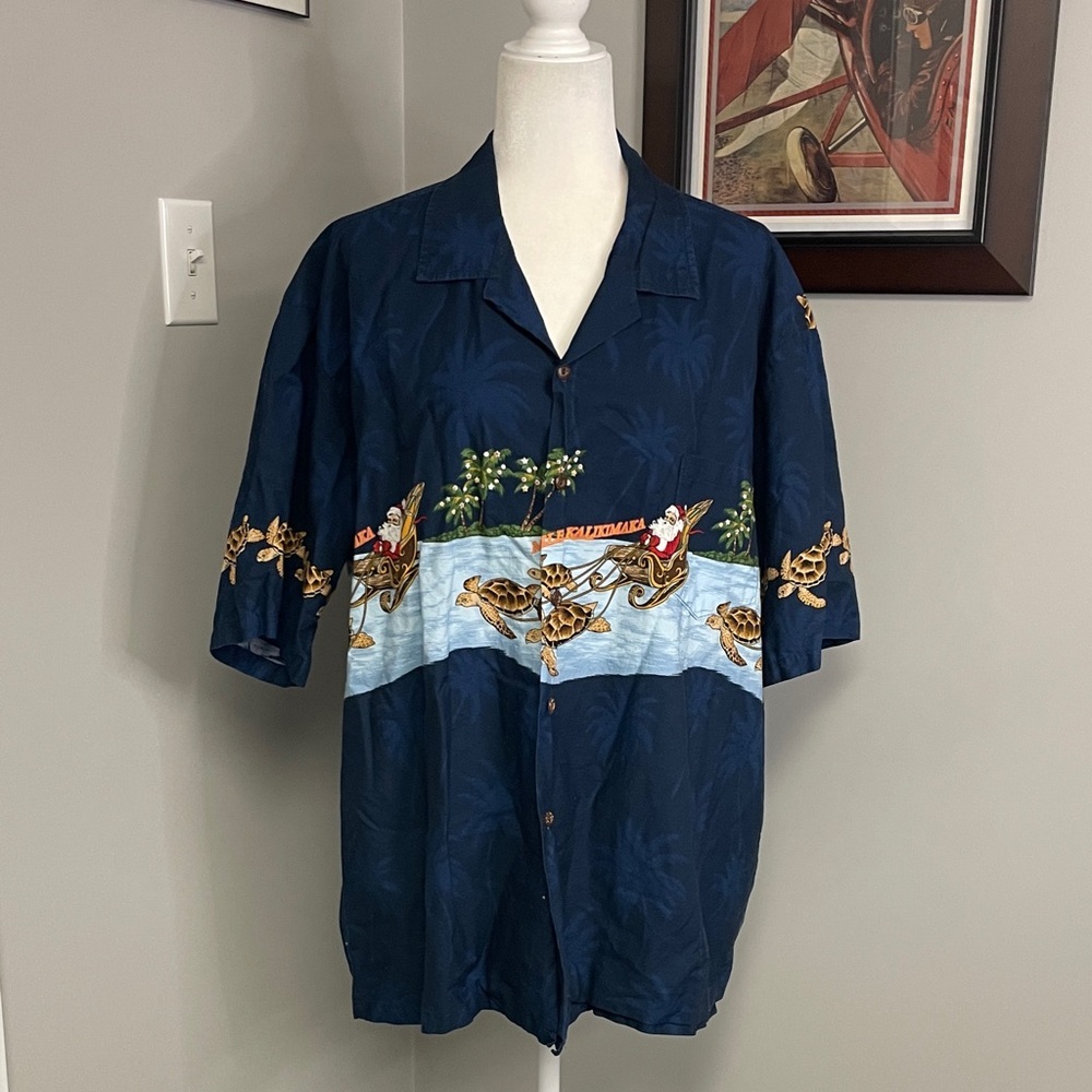 Pacific Legend Mens Size Xxl/2xl Santa Christmas Hawaiian Shirt Mele Kalikimaka